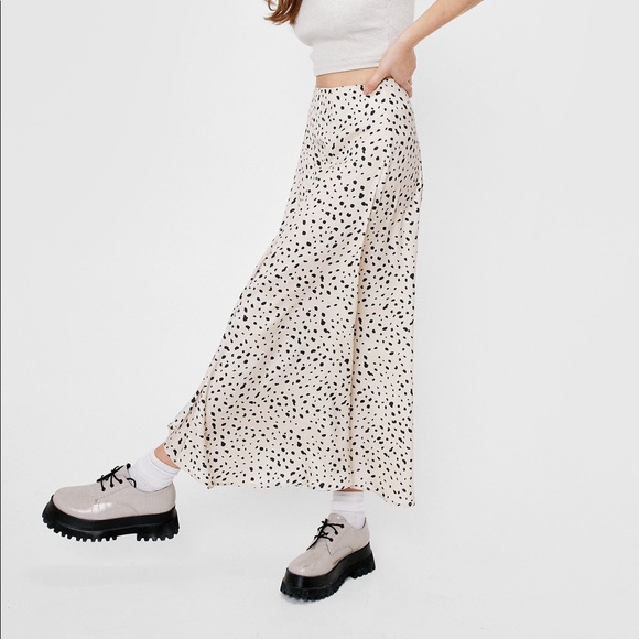 Cheetah Print Satin MIDI Skirt